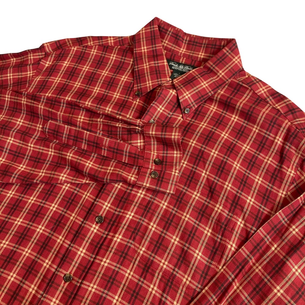 Brooks Brothers Mens L Country Club Cashmere Blend Red Plaid Non-Iron Shirt